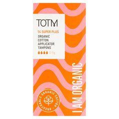 TOTM Organic Cotton Applicator Tampons Super Plus 14 per pack