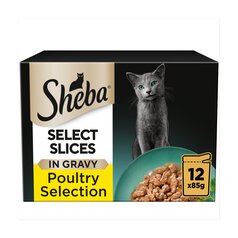 Sheba Select Slices Cat Food Pouches Poultry in Gravy 12 x 85g