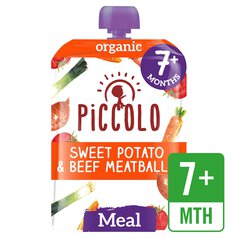 Piccolo Organic Sweet Potato & Beef Meatball Pouch, 7 mths+ 130g