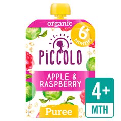 Piccolo Apple & Raspberry Organic Pouch, 6 mths+ 100g