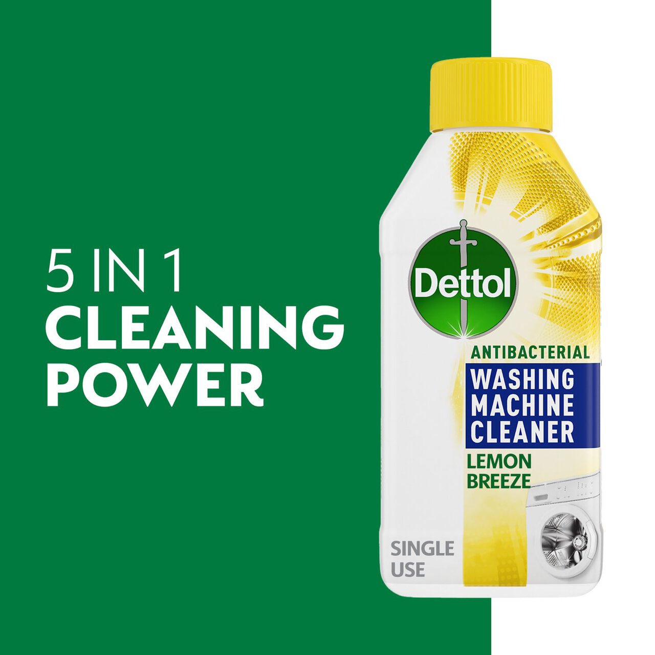 Dettol 5 in 1 Antibacterial Washing Machine Cleaner Lemon Breeze 250ml
