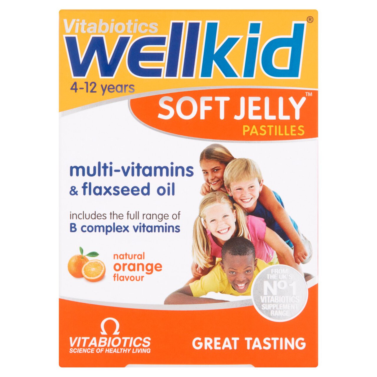 Vitabiotics Wellkid Multivitamins & Flaxseed Oil Orange Jelly Pastilles 30 per pack
