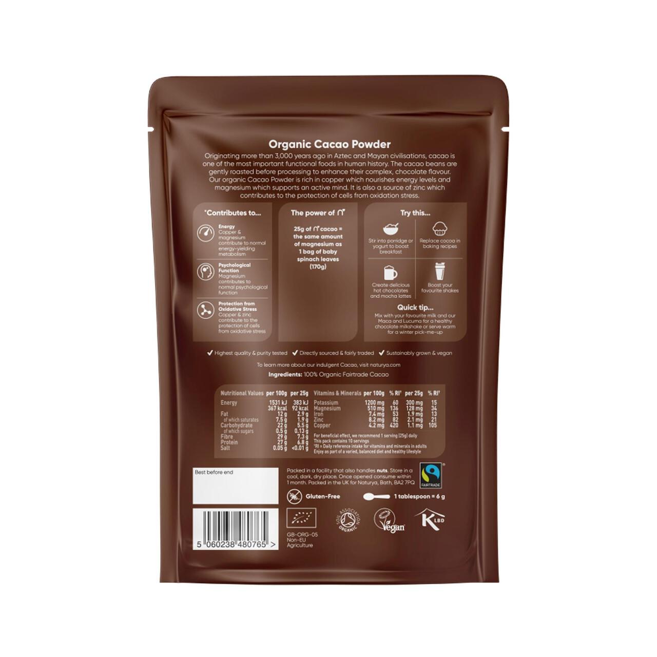 Naturya Organic Fair Trade Cacao Powder 250g