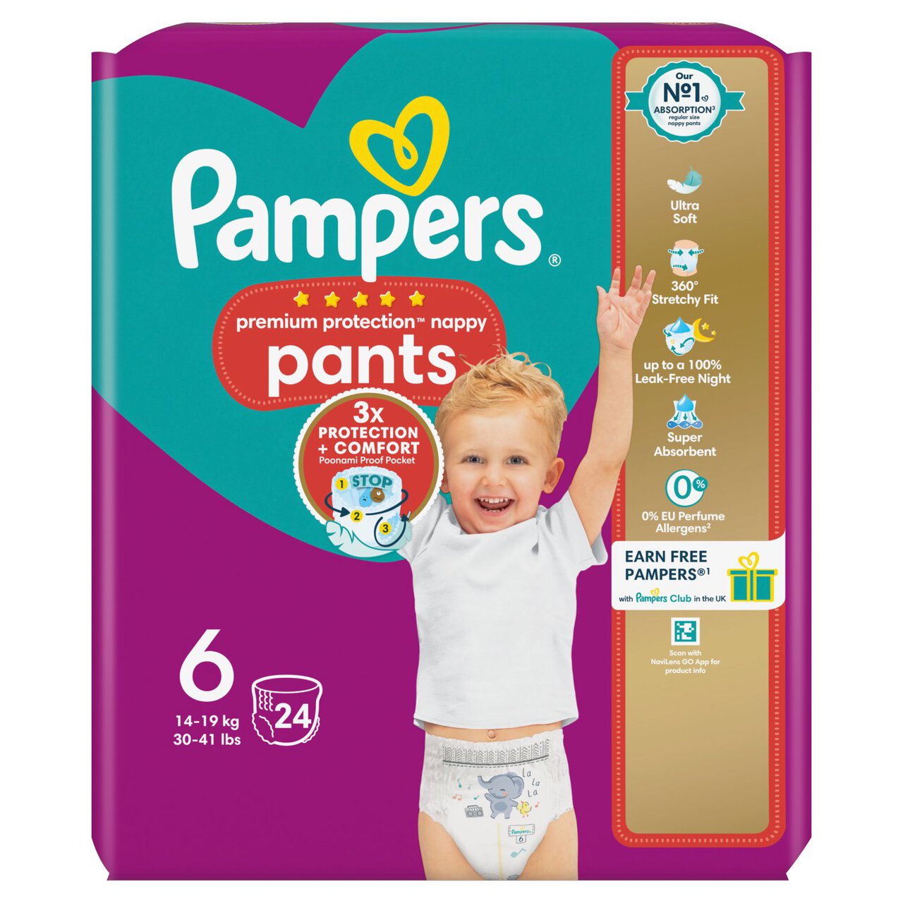 Pampers premium nappy pants fashion size 6