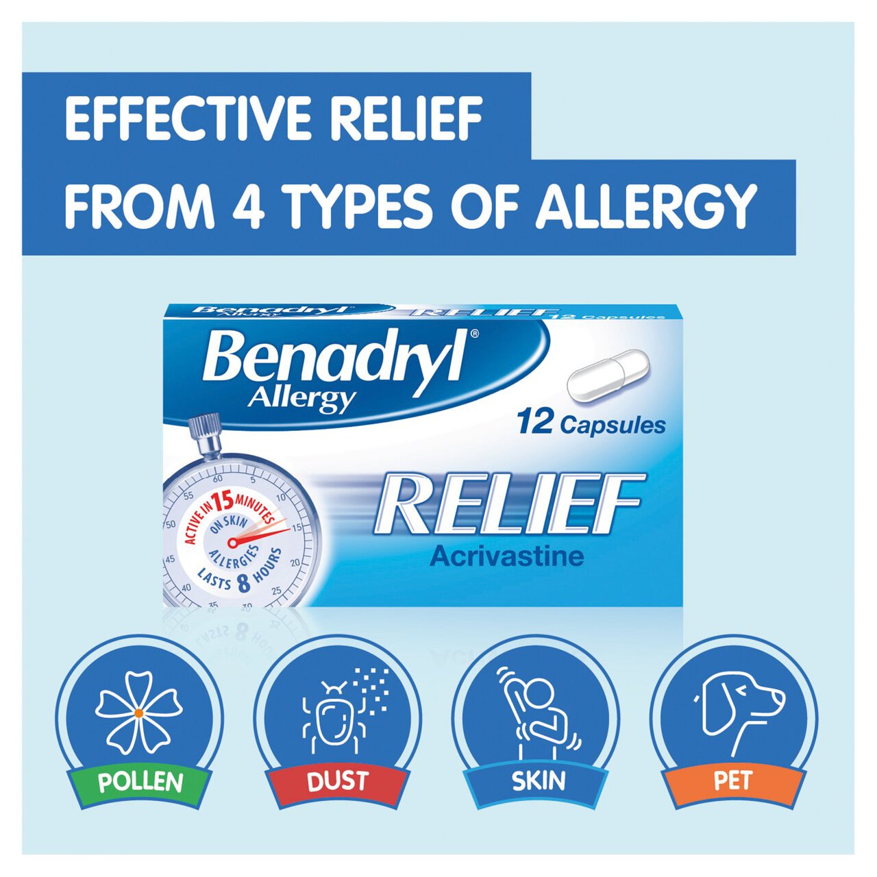 Benadryl Allergy Relief Capsules 12 per pack