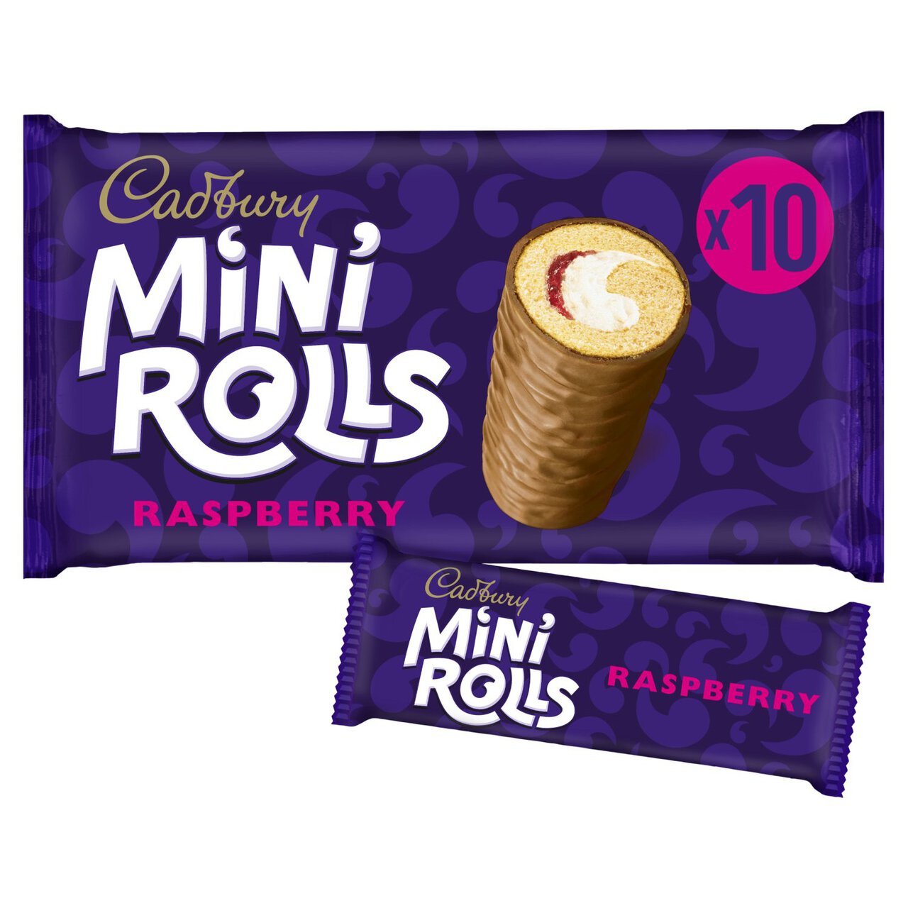 Cadbury Mini Rolls Raspberry Family Size 10 per pack