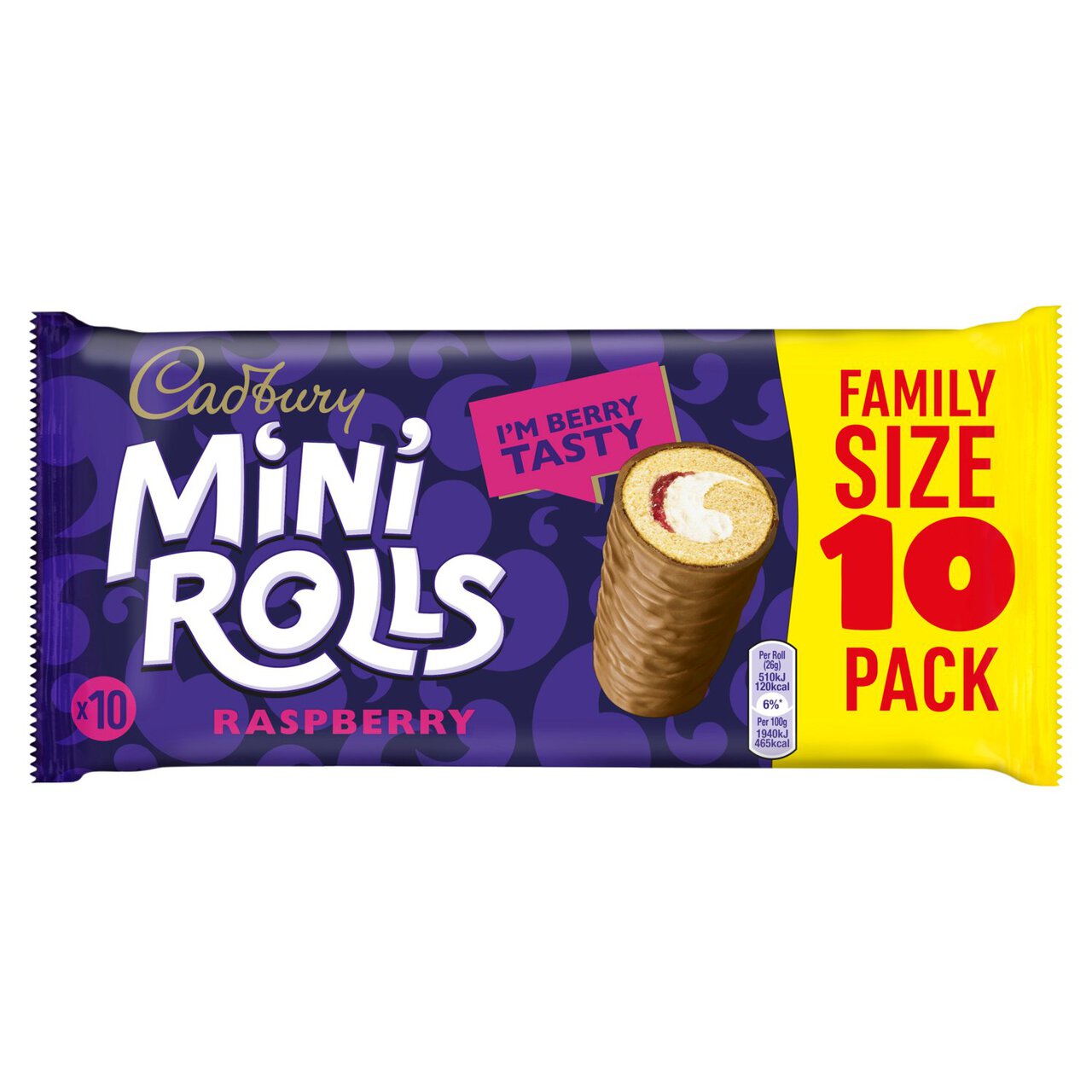 Cadbury Mini Rolls Raspberry Family Size 10 per pack