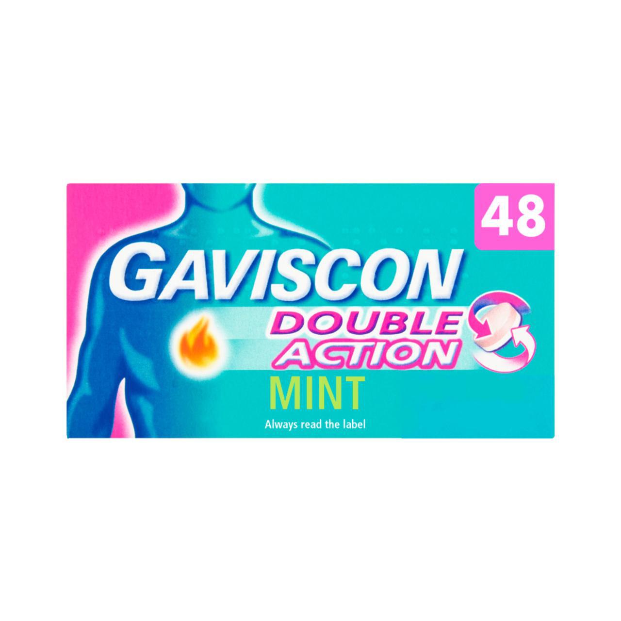 Gaviscon Double Action Tabs Heartburn Indigestion Mint 48 per pack