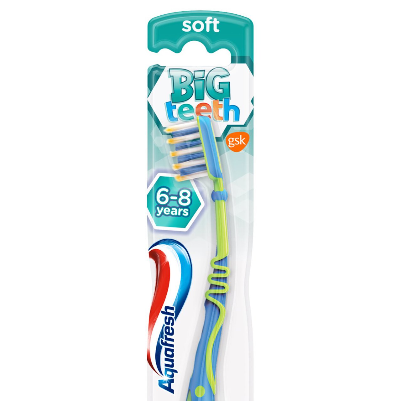 Aquafresh Big Teeth Kids Toothbrush Age 6-8 Soft in Plastic-Free Pack
