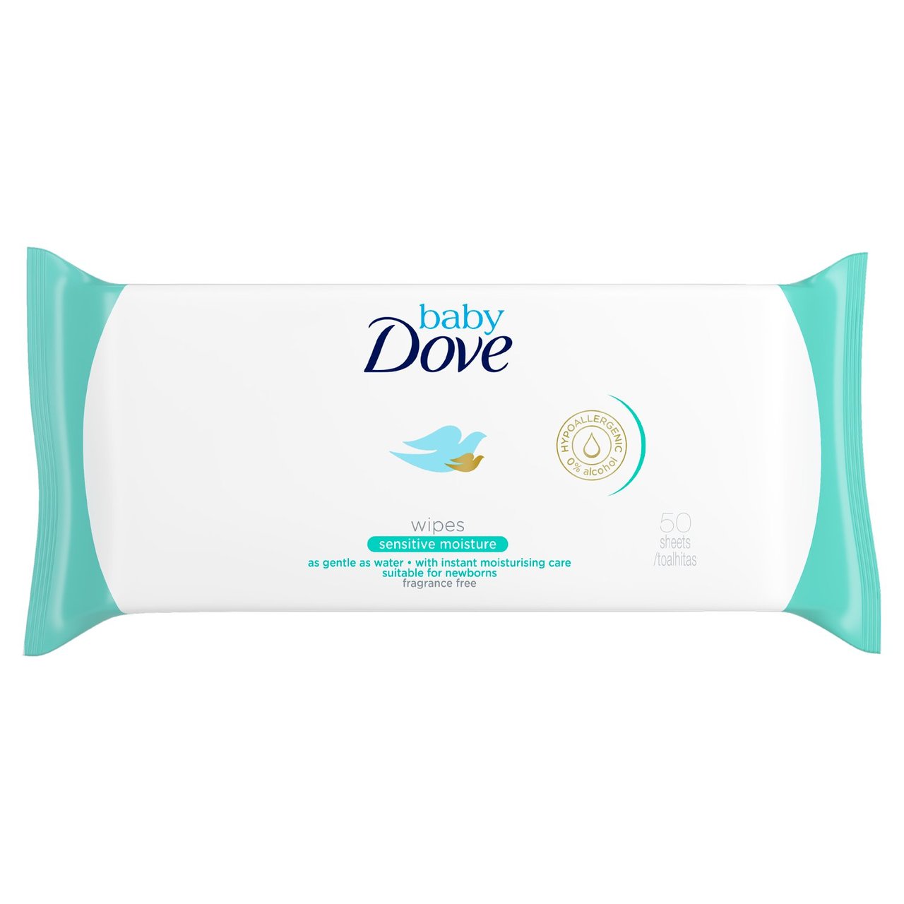 Baby Dove Sensitive Moisture Fragrance Free Wipes 50 per pack