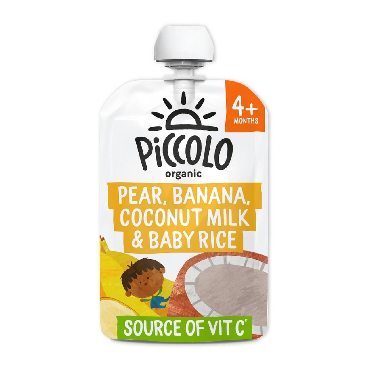 Piccolo Pear, Banana, Coconut Milk & Baby Rice Organic Pouch, 4 mths+ 100g