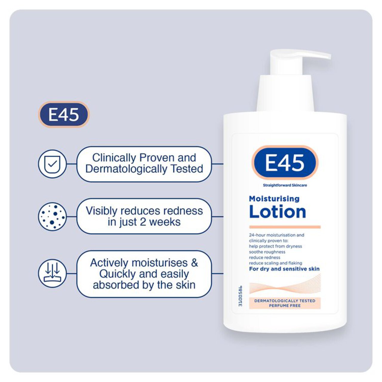 E45 Moisturiser Lotion for very dry skin 500ml