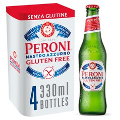 Peroni Nastro Azzurro Gluten Free Beer Lager Bottles 4 x 330ml