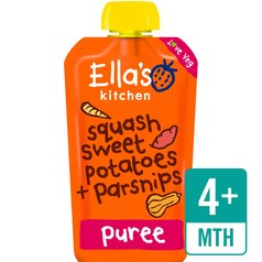 Ella's Kitchen Squash, Sweet Potato & Parsnip Organic Puree Pouch, 4 mths+ 120g