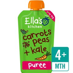 Ella's Kitchen Carrots, Peas & Kale Organic Puree Pouch, 4 mths+ 120g