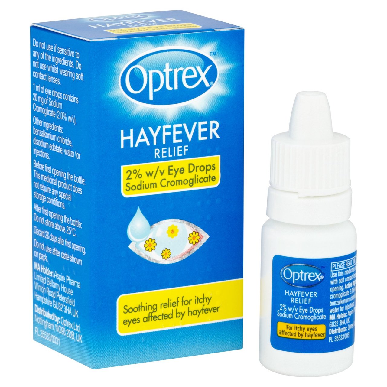 Optrex Hayfever Relief 2% w/v Eye Drops Sodium Cromoglicate 10ml