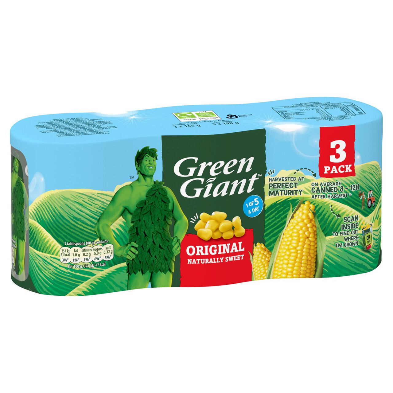 Green Giant Original Sweetcorn 3 x 198g