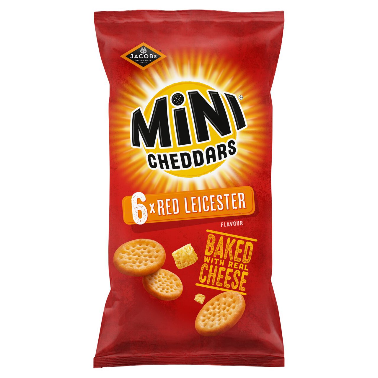 Jacob's Mini Cheddars Red Leicester Multipack Snacks 6 x 23g