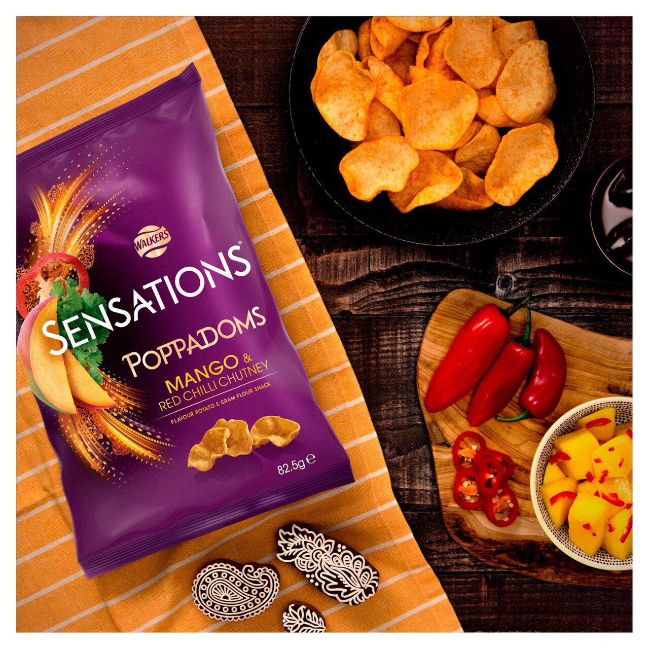 Sensations Mango & Chilli Chutney Sharing Bag Poppadoms 82.5g