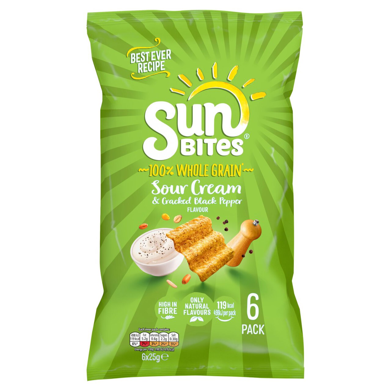 SunBites Sour Cream & Pepper Multigrain Snacks 6 per pack