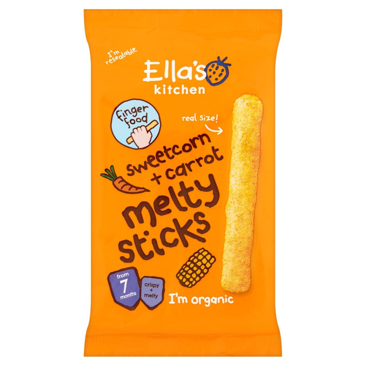 Ella's Kitchen Sweetcorn and Carrot Melty Sticks Baby Snack 7+ Months 20g
