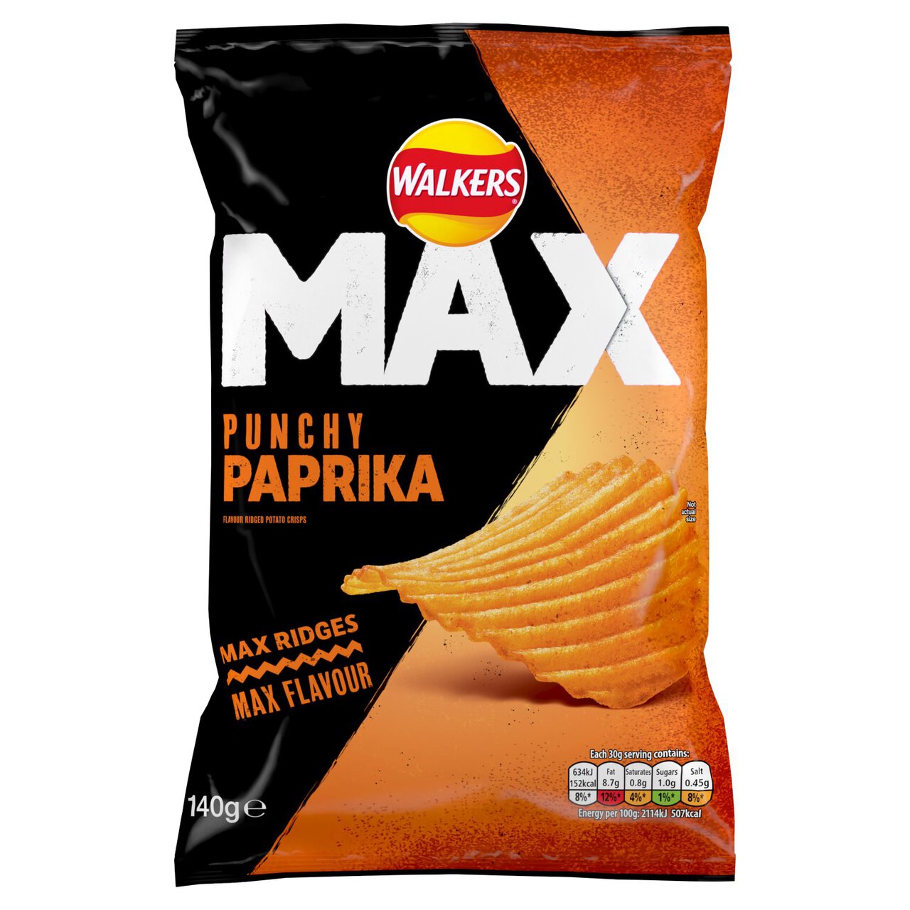 Walkers Max Punchy Paprika Sharing Crisps 140g | Zoom