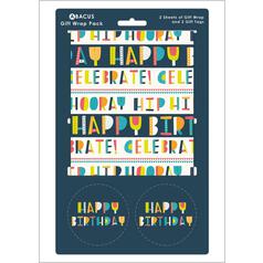 Happy Birthday Gift Wrap Sheets 2 per pack