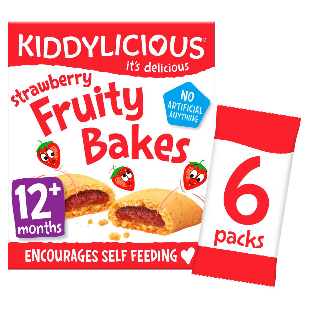 Kiddylicious Strawberry Fruity Bakes, 12 mths+ Multipack 6 x 22g