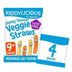 Kiddylicious Cheesy Veggie Straws, 9 mths+ Multipack 4 x 12g