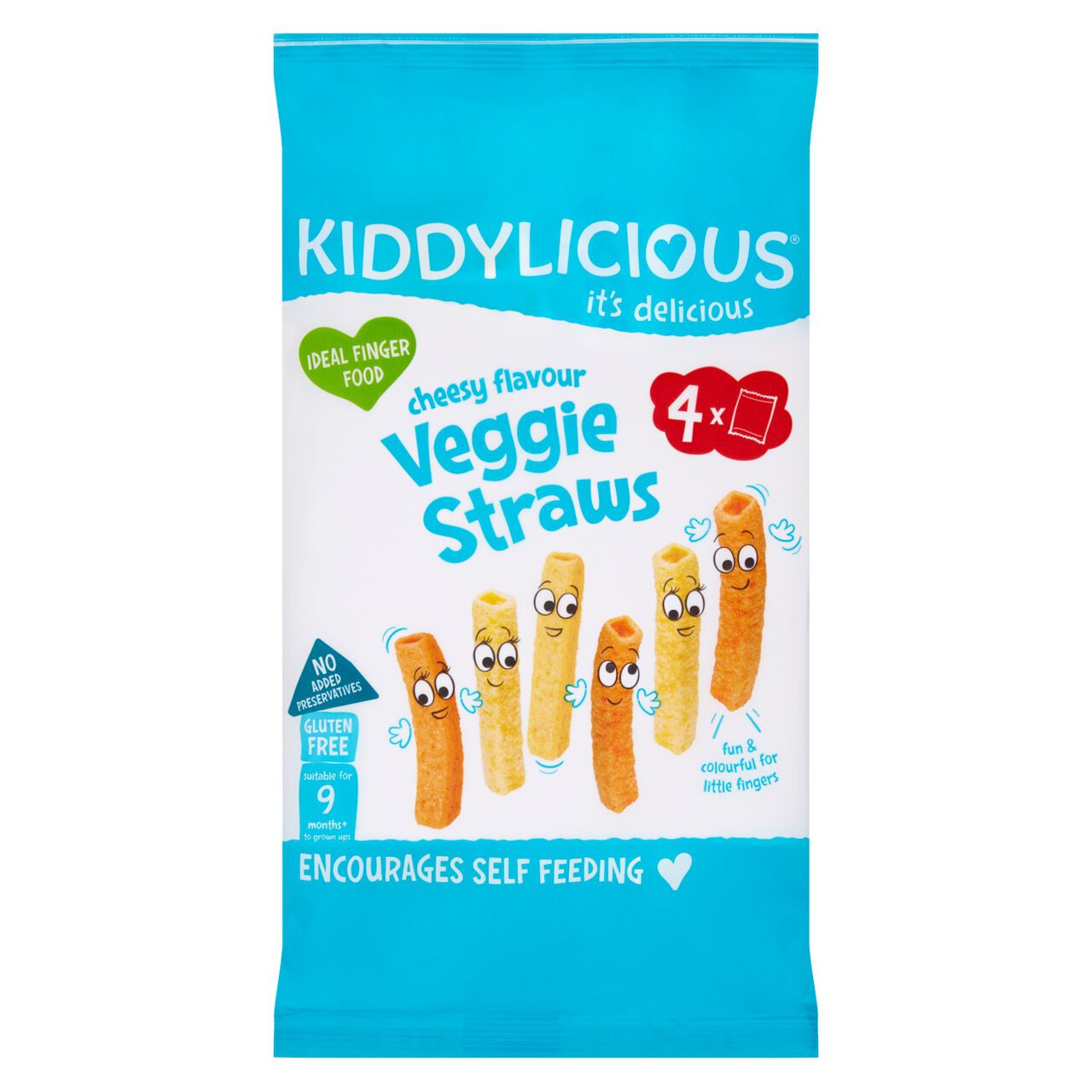Kiddylicious Cheesy Veggie Straws, 9 mths+ Multipack 4 x 12g