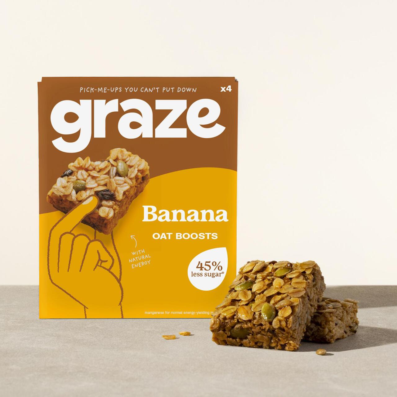 Graze Vegan Banana Snack Bars Wholegrain Oats 4 per pack