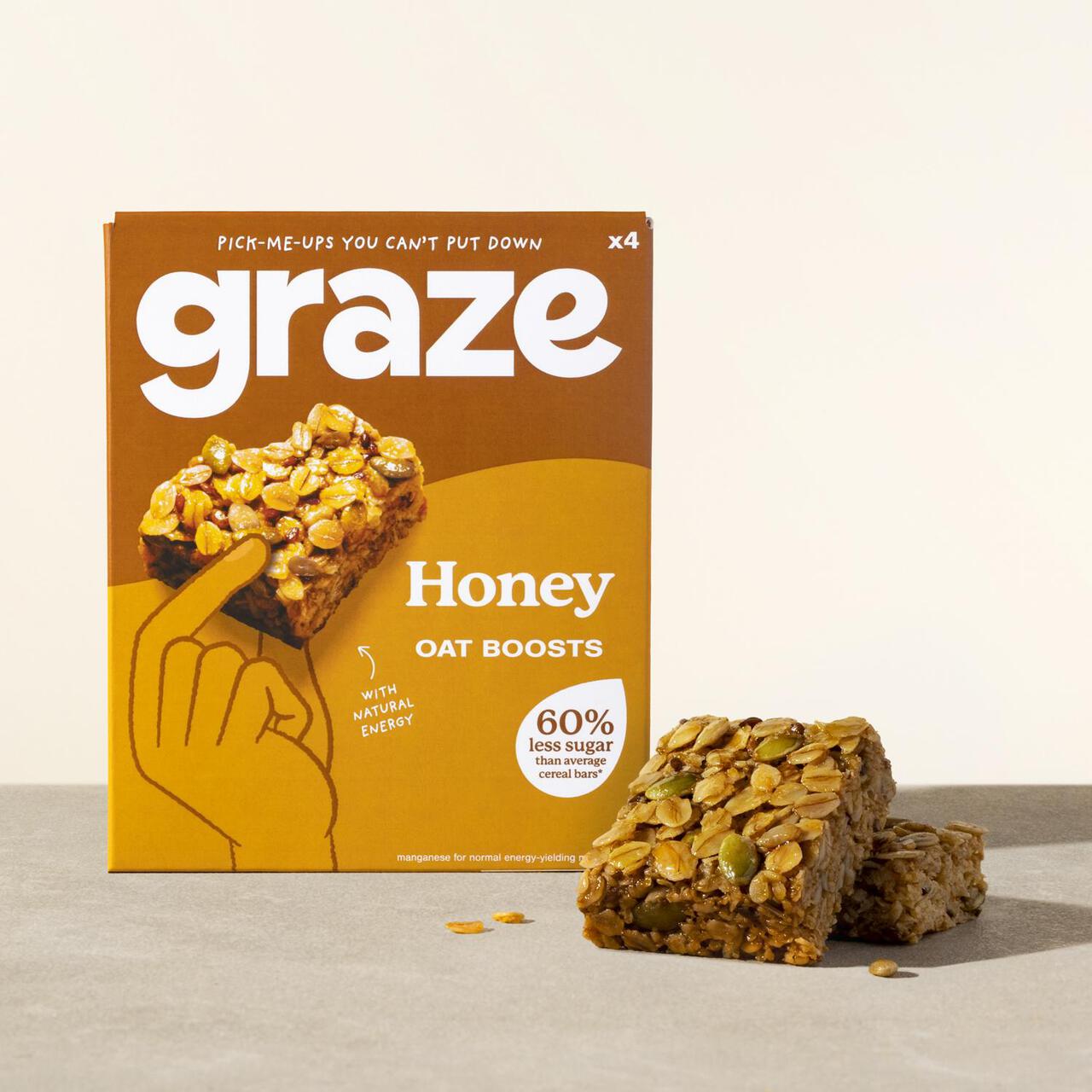 Graze Protein Honey Snack Bars Wholegrain Oats 4 per pack