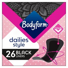 Bodyform Dailies Black Normal Panty Liners 26 per pack
