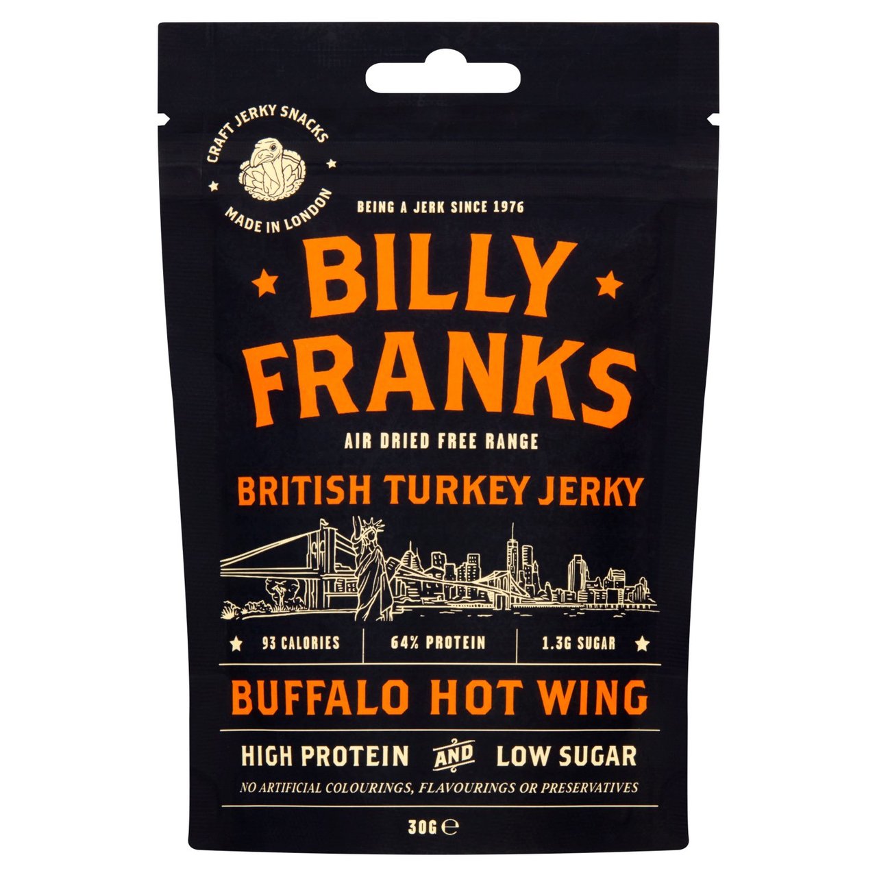Billy Franks Buffalo Hot Wing Turkey Jerky 30g