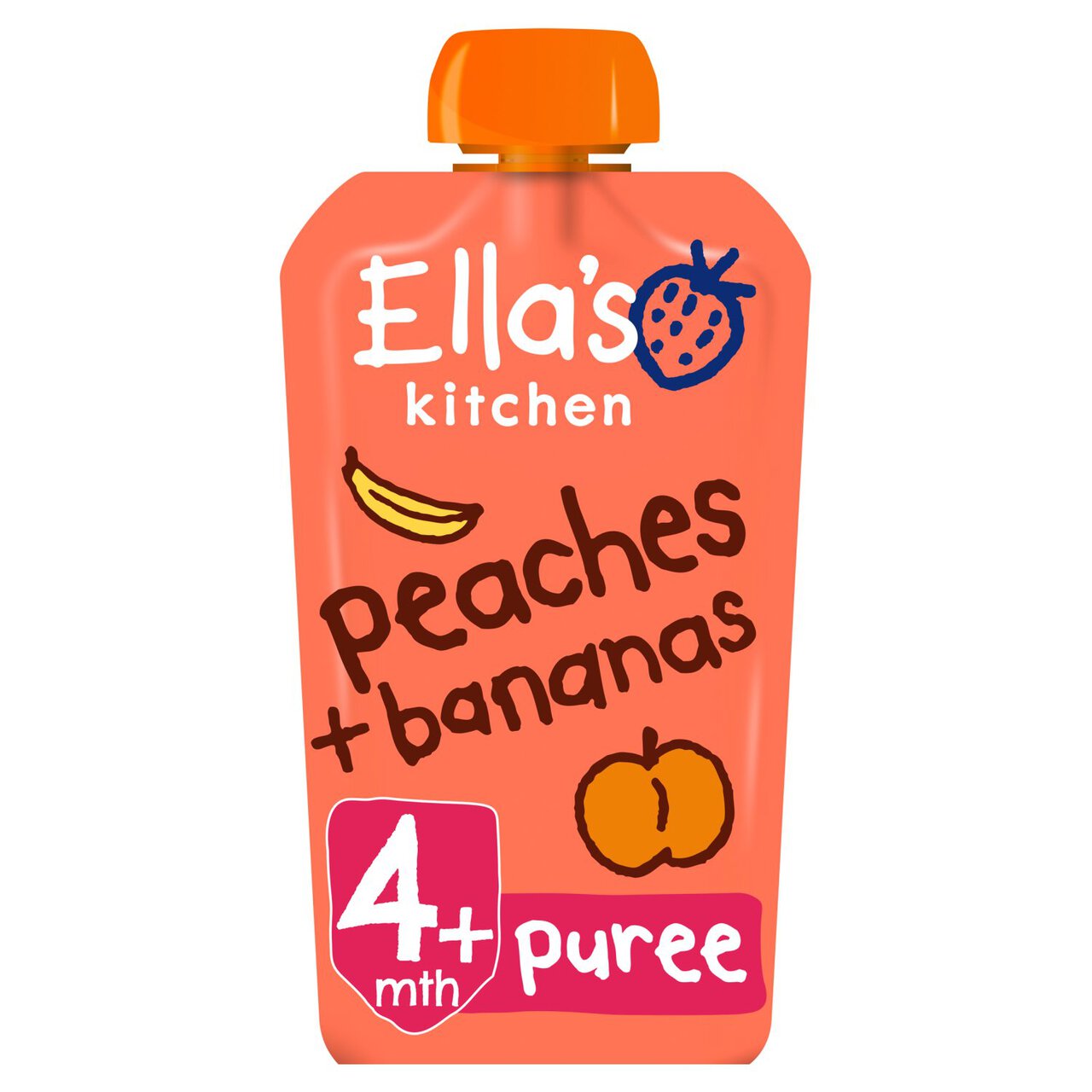 Ella's Kitchen Peaches and Bananas Baby Food Pouch 4+ Months 120g