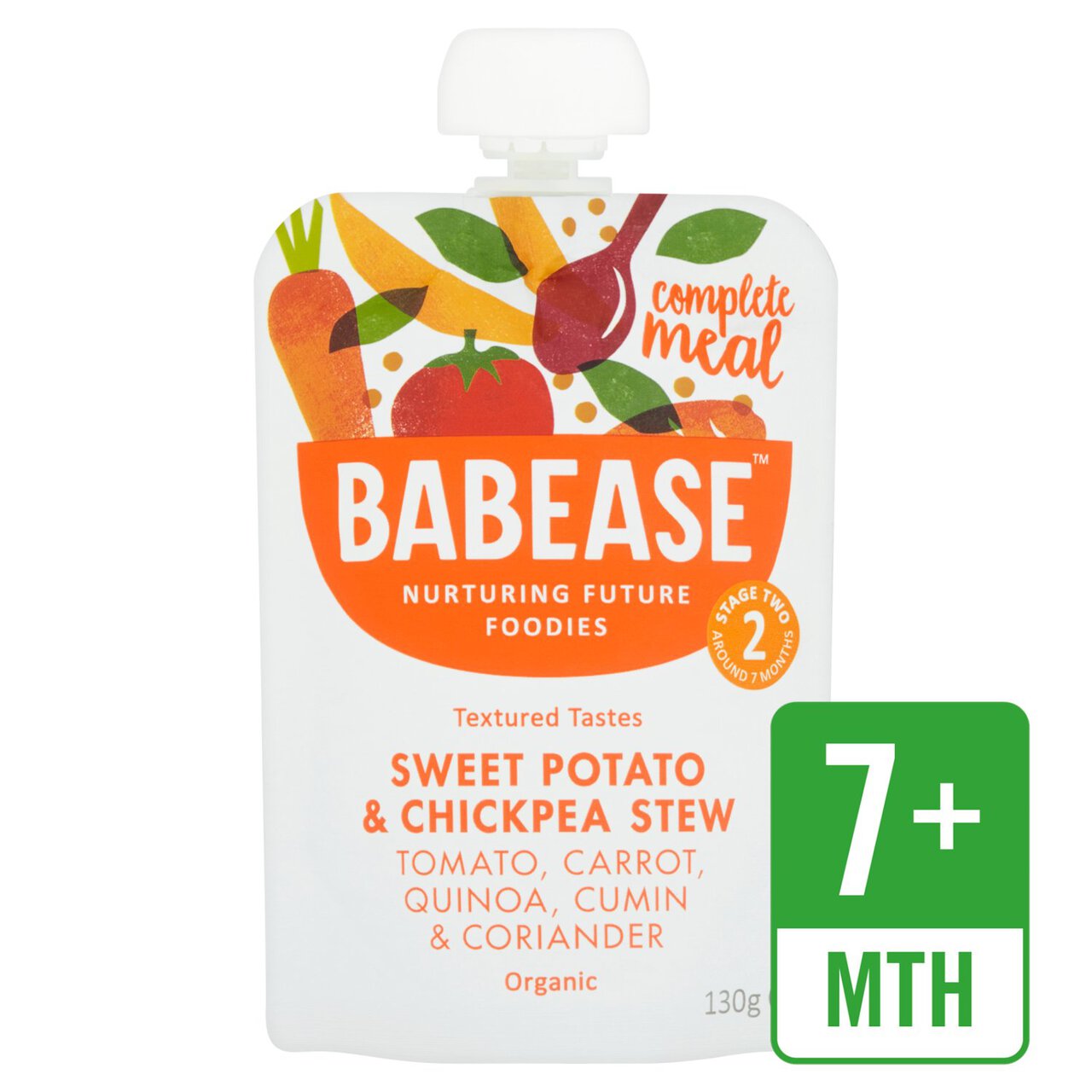 Babease Organic Sweet Potato & Chickpea Stew Pouch, 7 mths+ 130g