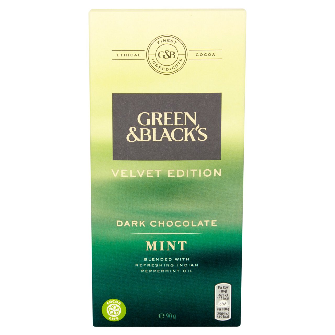 Green & Black's Velvet Mint Dark Chocolate Bar 90g