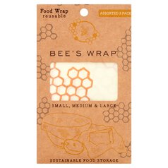 Bee's Wrap Reusable Food Wraps, Assorted 3 per pack