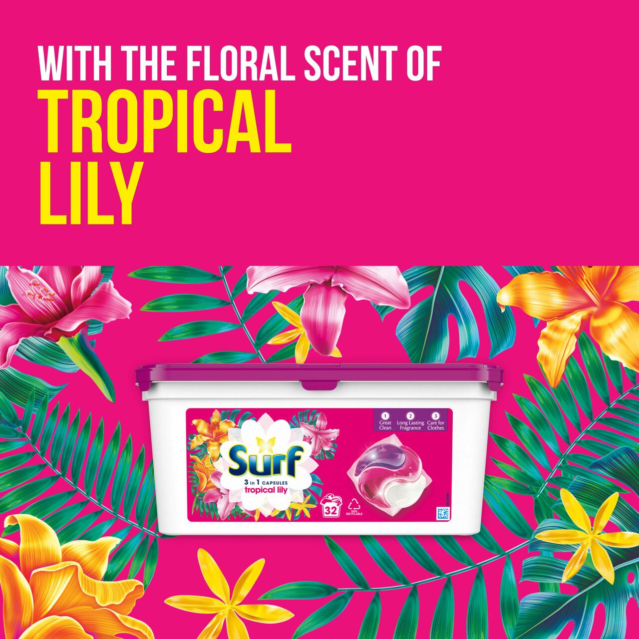 Surf Washing Capsules Tropical Lily and Ylang-Ylang 32 Wash 30 per pack