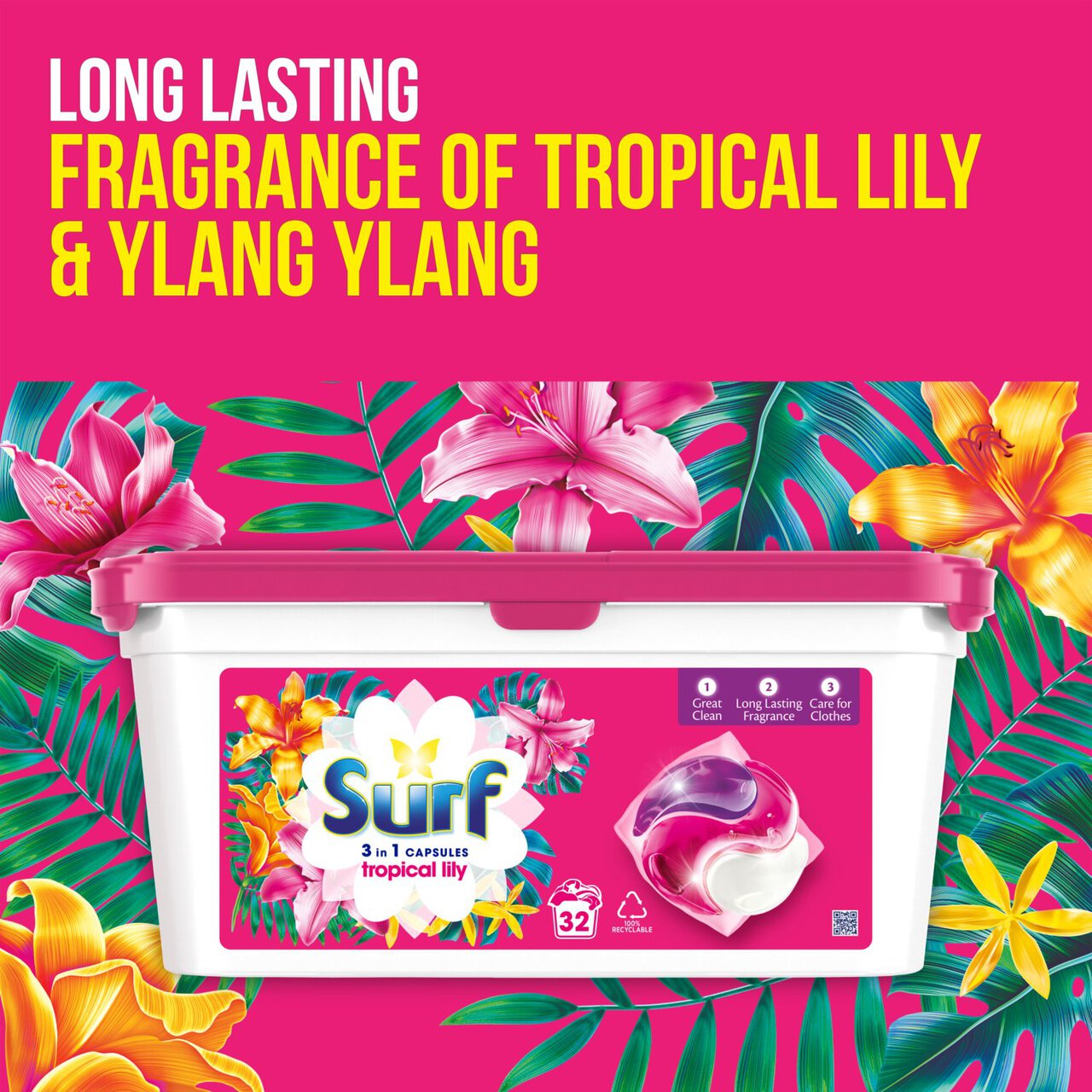 Surf Washing Capsules Tropical Lily and Ylang-Ylang 30 Wash 30 per pack