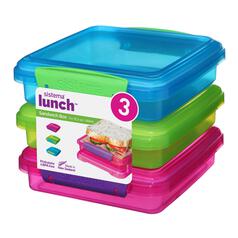 Sistema Sandwich Boxes, Assorted Colours 3 per pack