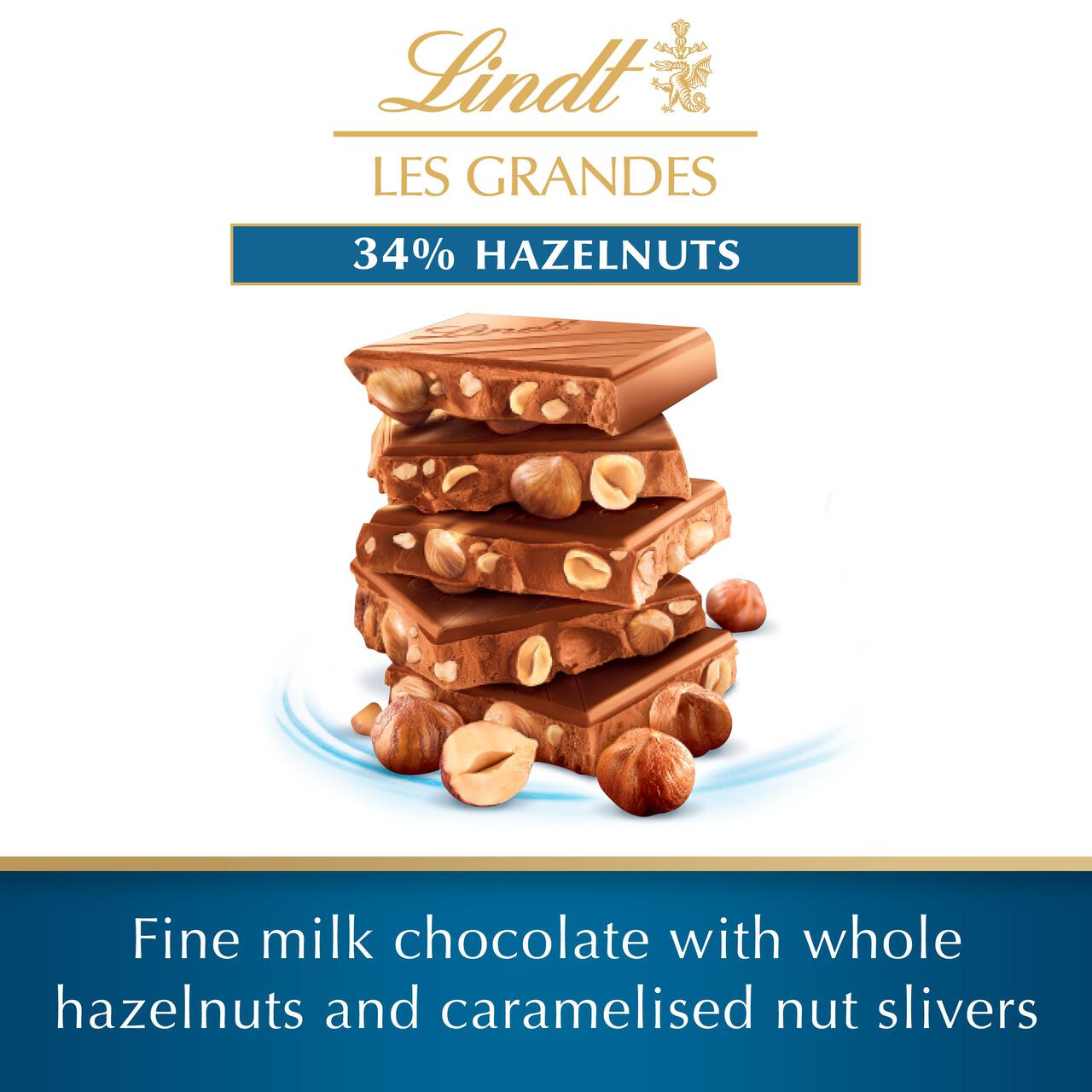 Lindt Les Grandes Hazelnuts Milk Chocolate Bar 150g | Zoom