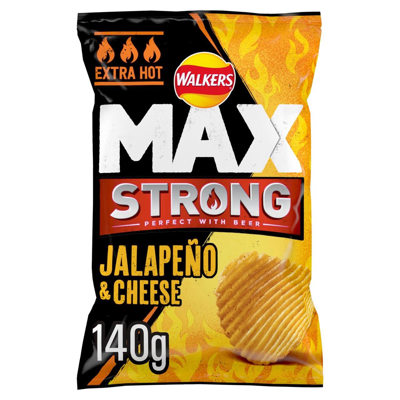 Walkers Max Strong Jalapeno & Cheese Sharing Crisps 140g