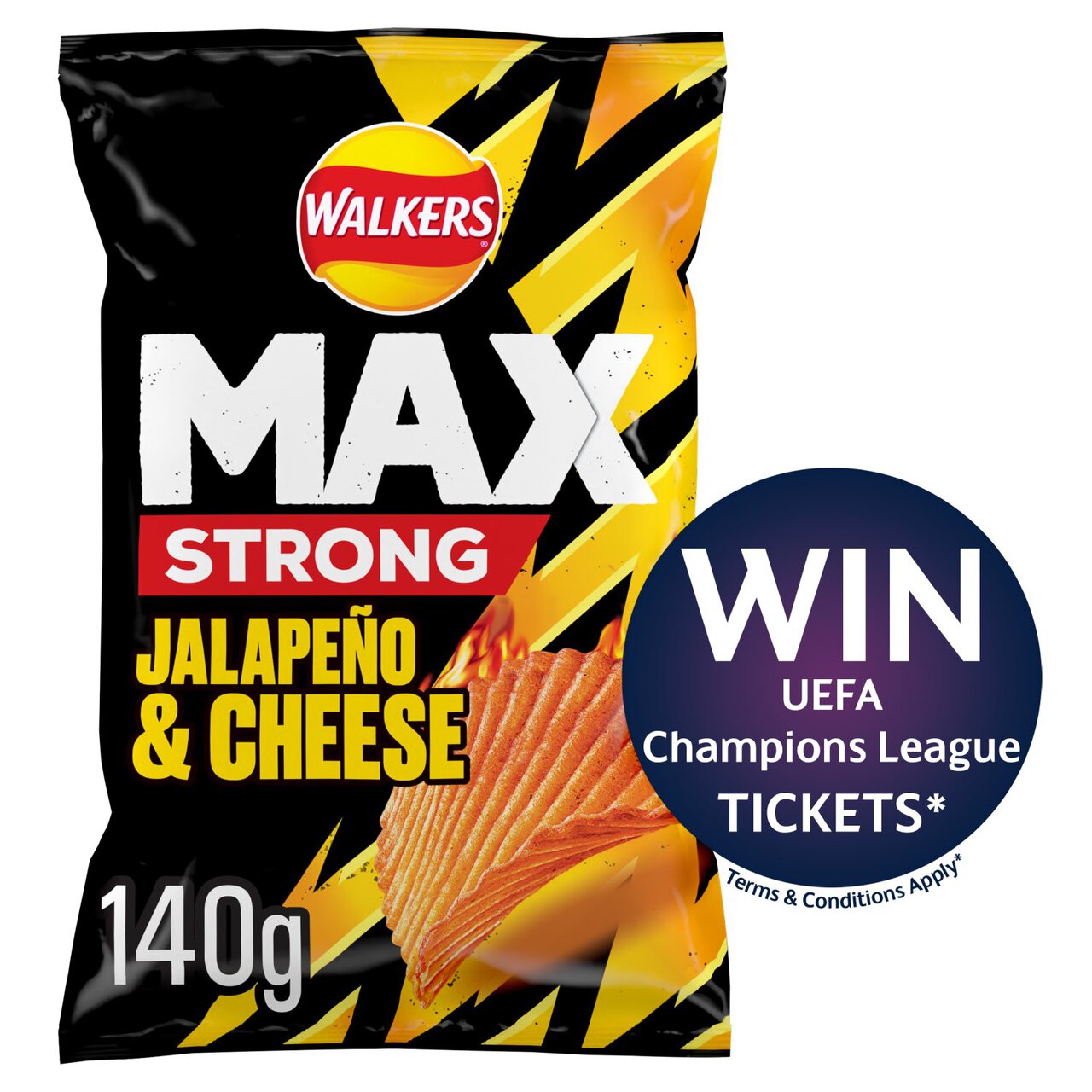 Walkers Max Strong Jalapeno & Cheese Sharing Bag Crisps 140g
