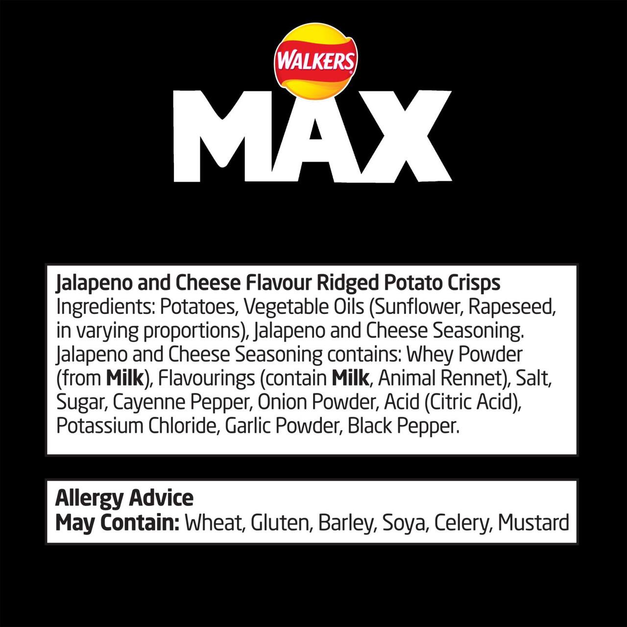 Walkers Max Strong Jalapeno & Cheese Sharing Crisps 140g