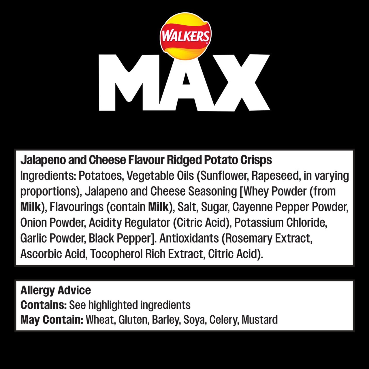 Walkers Max Strong Jalapeno & Cheese Sharing Bag Crisps 140g