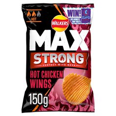 Walkers Max Strong Hot Chicken Wings Sharing Crisps 150g