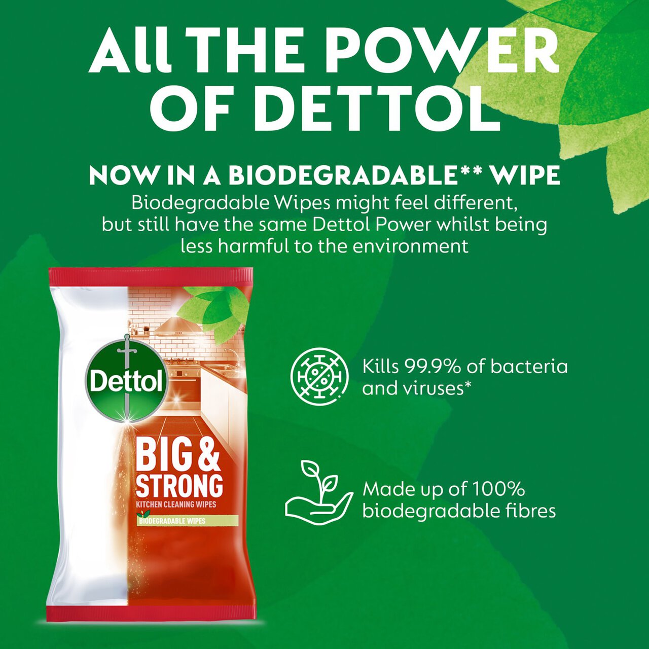 Dettol Big & Strong Kitchen Surface Cleaning Wipes 25 per pack