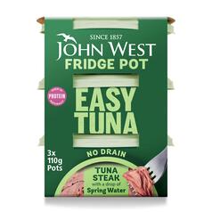 John West No Drain Fridge Pot Tuna Steak In Spring Water 3 x 110g