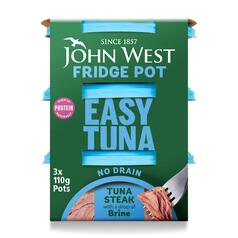 John West No Drain Fridge Pot Tuna Steak In Brine 3 Pack 3 x 110g